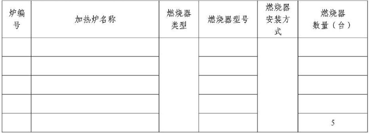 加熱爐燃燒器供應表